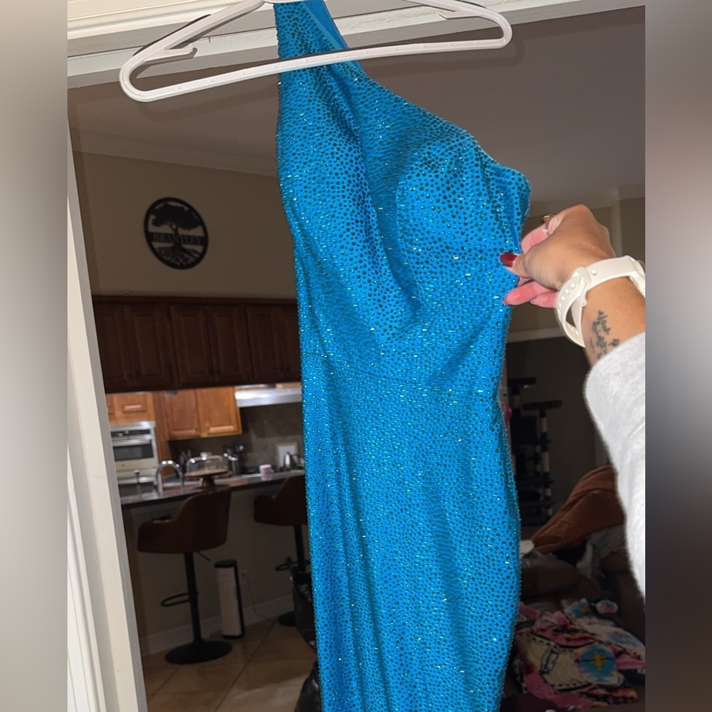 Sherri Hill Blue Halter Dress
